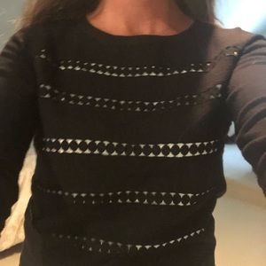 Anthropologie Black knit cashmere blend sweater